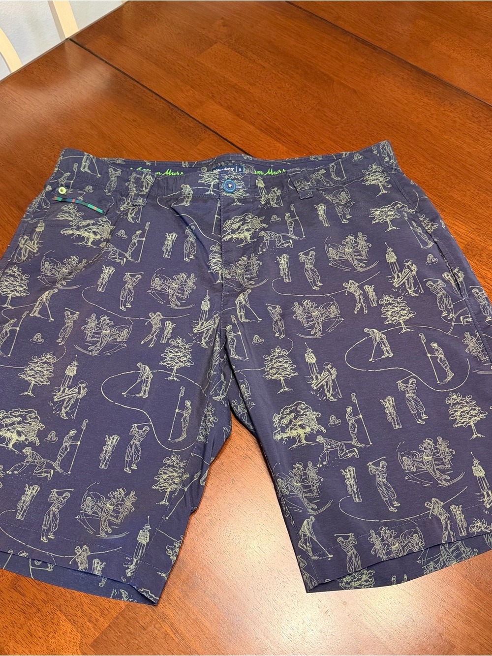 William Murray Golf Shorts Mens 36 Blue Golfers AOP Preppy Stretch Straight Fit